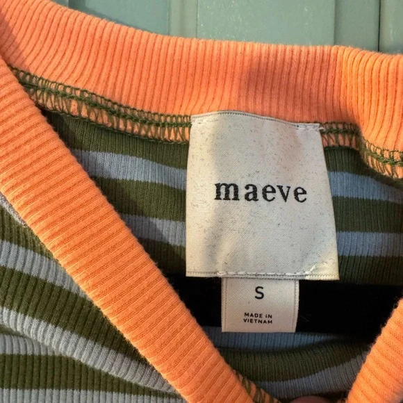 Anthropologie Striped Puff Sleeve Striped Tee - Picture 3 of 5